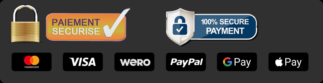 Paiements acceptés : Mastercard, Visa, PayPal, PayPal 4x sans frais, Apple pay, Google pay - et autres modes de paiement populaire